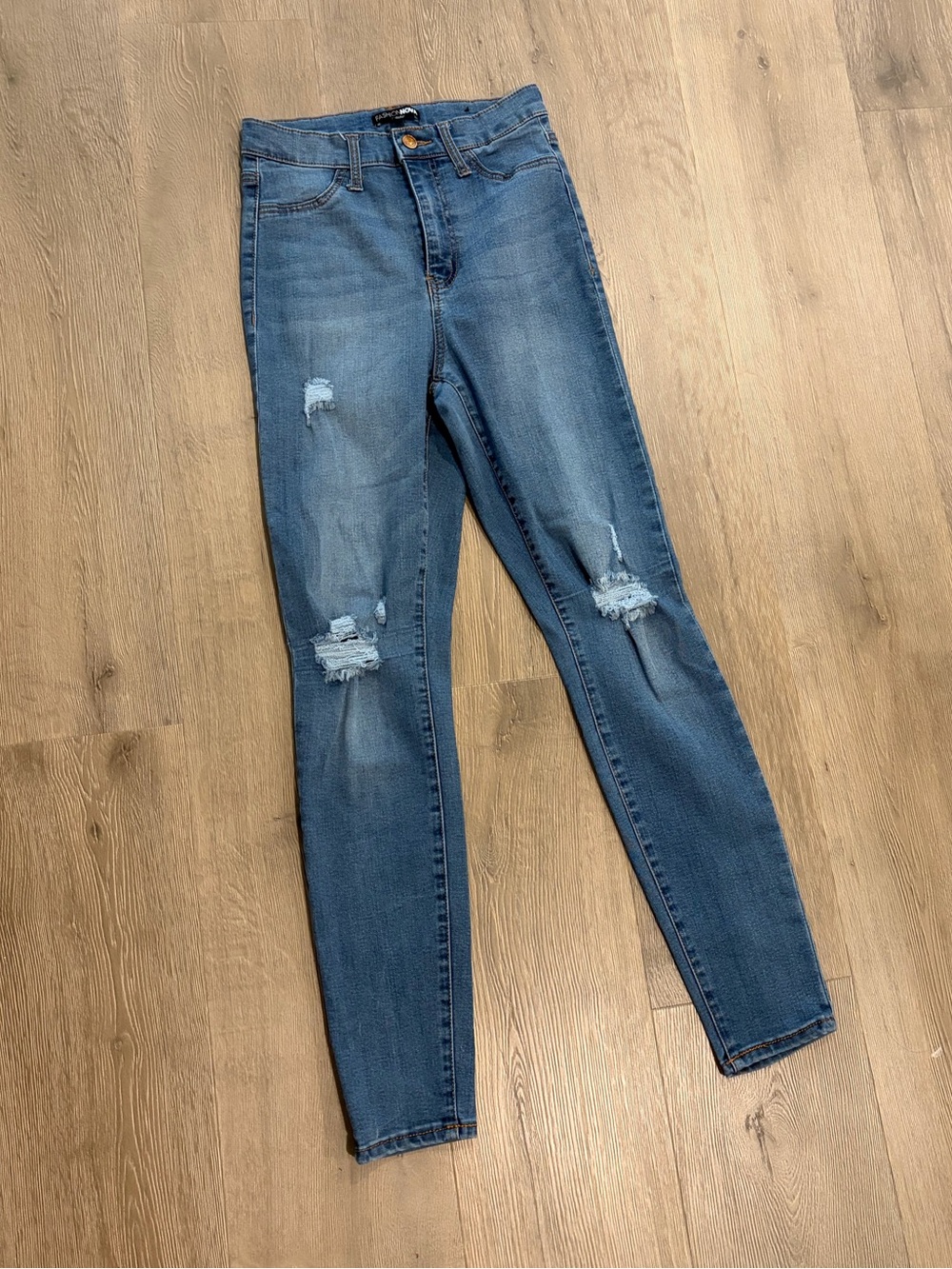 Fashion Nova Blue Ripped High-Rise Skinny Jeans